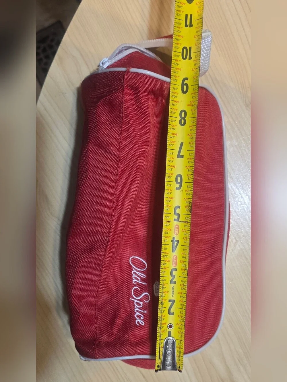 Old Spice Red Polyester  Travel Toiletry Shaving Bag White Trim  9.5x5x5 Zagwear